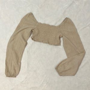 Linen Crop top puff sleeve size small